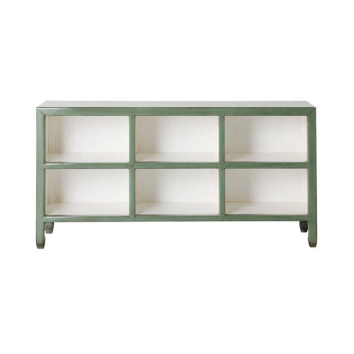 Sansha Low Pigeon Hole Bookcase Sage Green and White