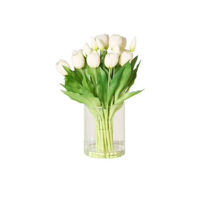 Floriana White Tulip Arrangement in Vase 43cm