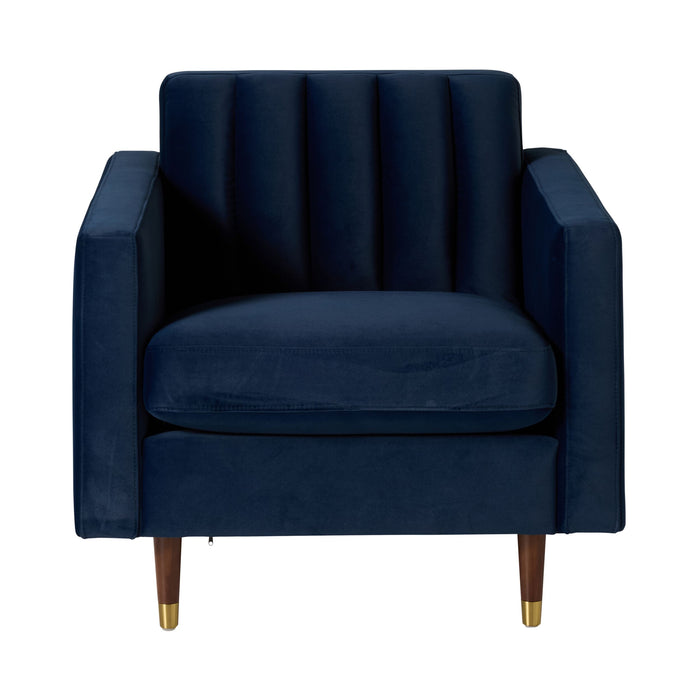 Stitch Velvet Armchair Indigo