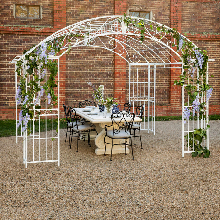 Versailles Gazebo Antique White with Light Grey Canopy