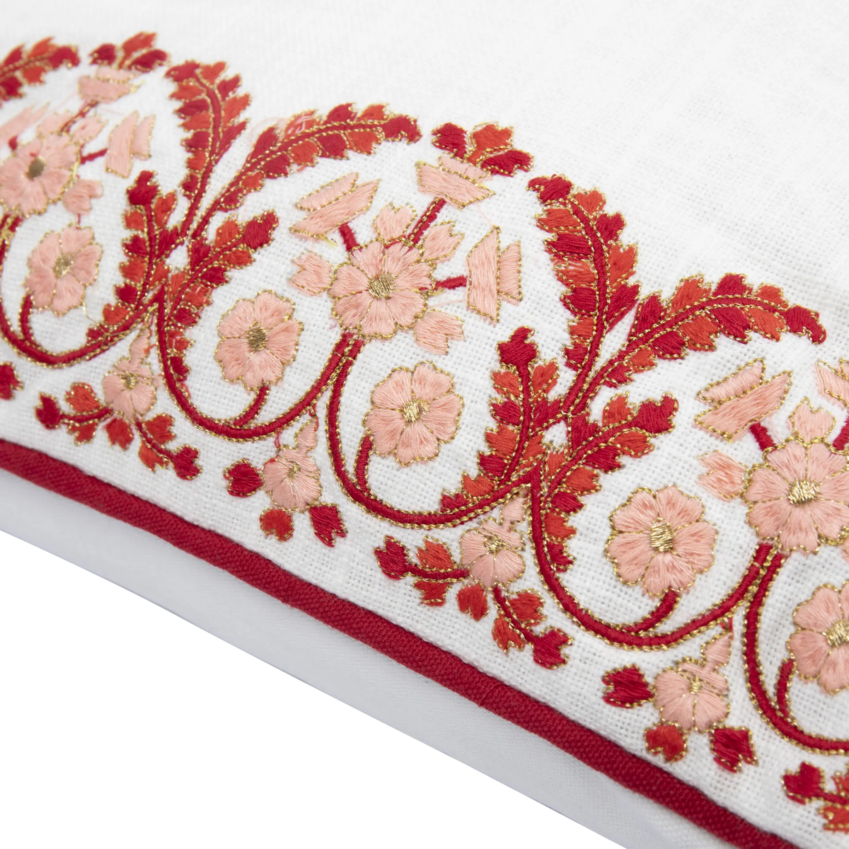 Stitch Rose Berry Embroidered Cushion 40x60cm