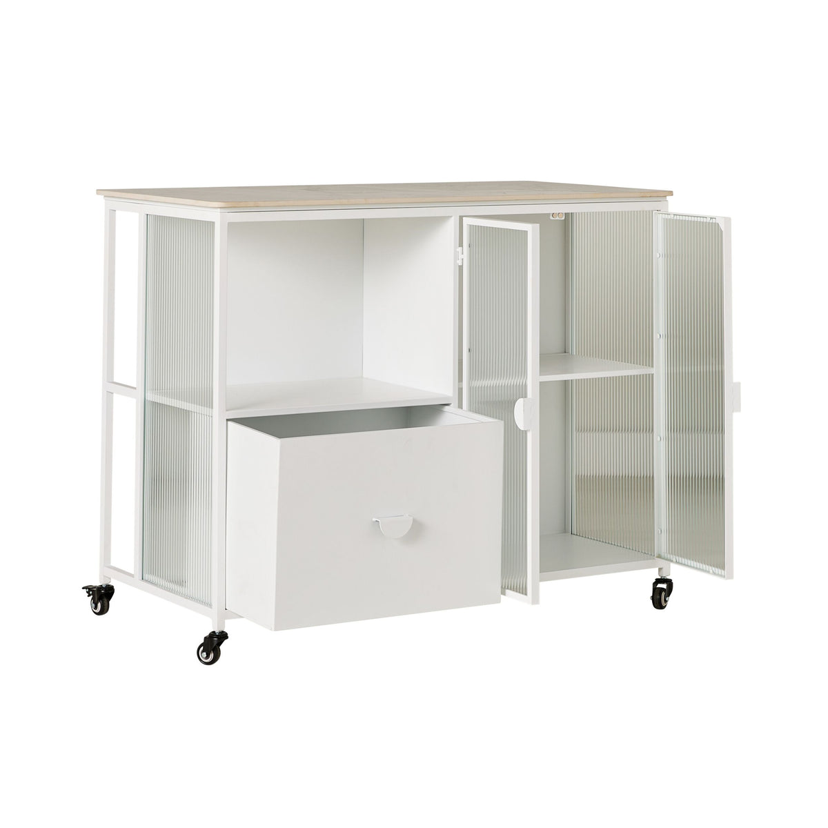 Nero Kitchen Island Bench with Drawer White 120cm