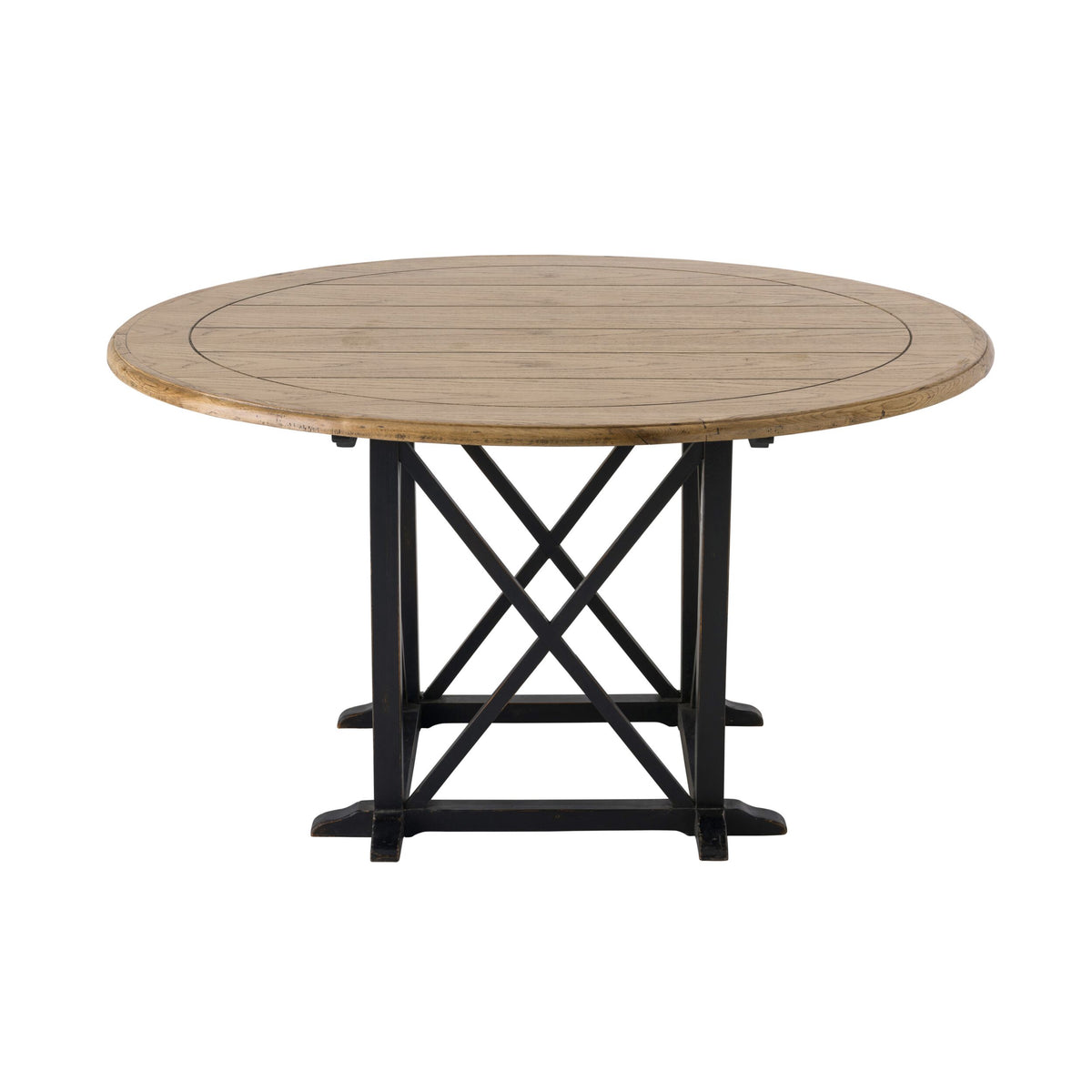 Provincial Oak Round Dining Table 140cm Distressed Black