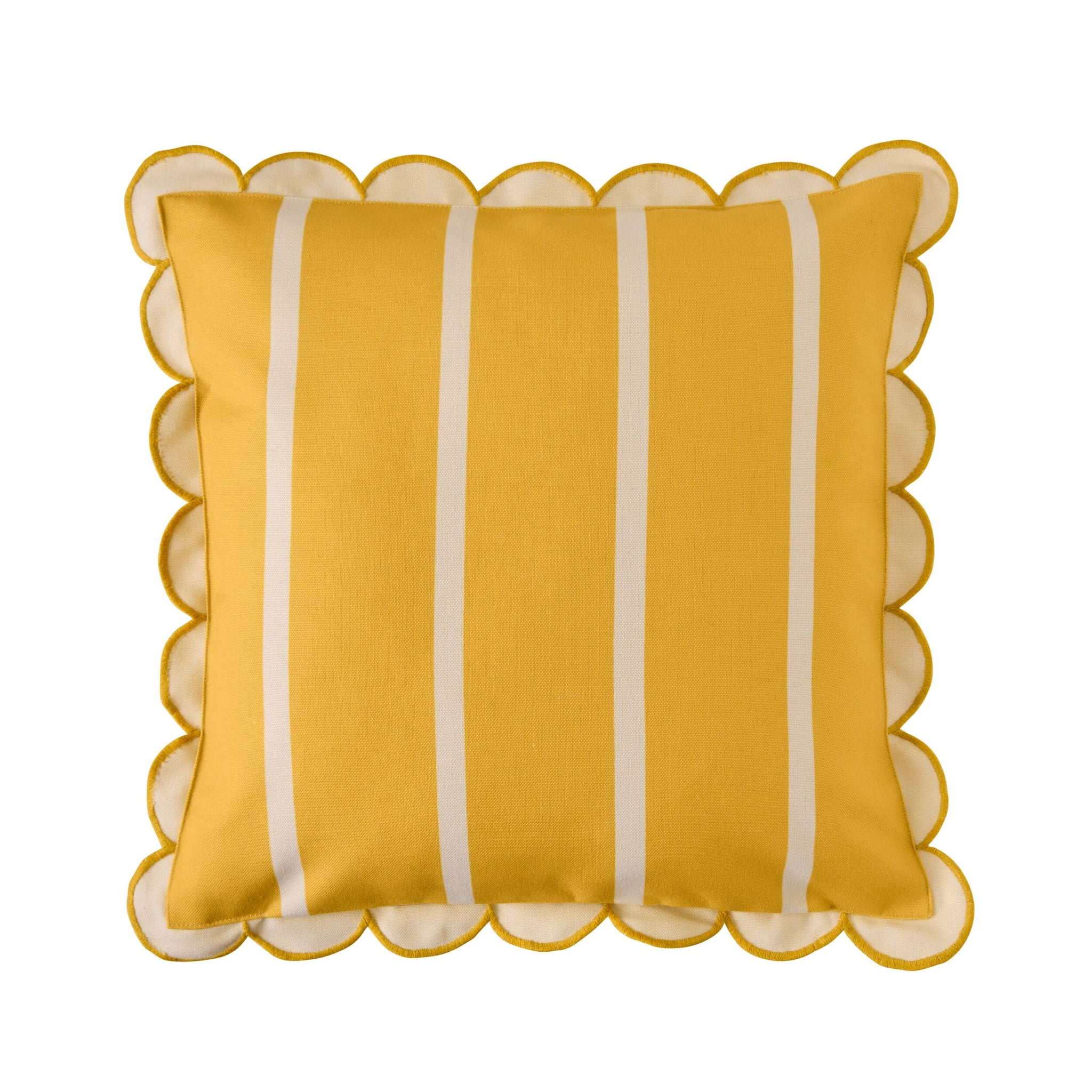 Aruba Scallop Edge Stripe Outdoor Cushion Butter 45x45cm