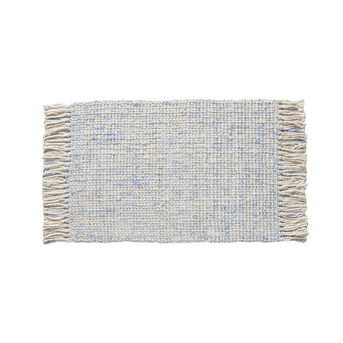 Blue Boucle Fringed Jute Doormat 90cm