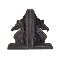 Midnight Stallion Wooden Bookends