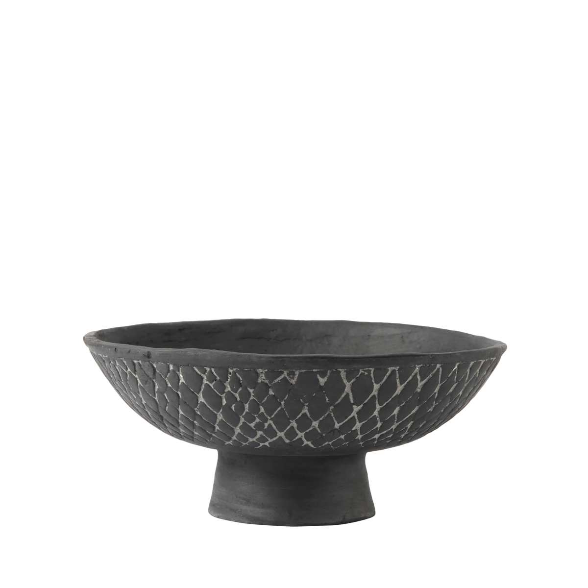 Kairos Paper Mache Pedestal Bowl Black