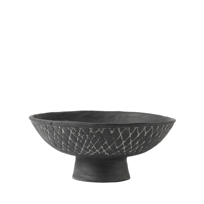 Kairos Paper Mache Pedestal Bowl Black