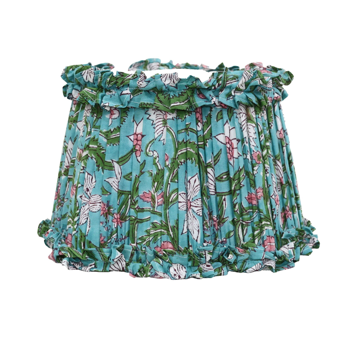 Loni Scallop Tapered Shade Aqua Floral 25cm