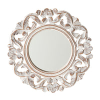 Frieze Round Wall Mirror White Distress 30x30cm