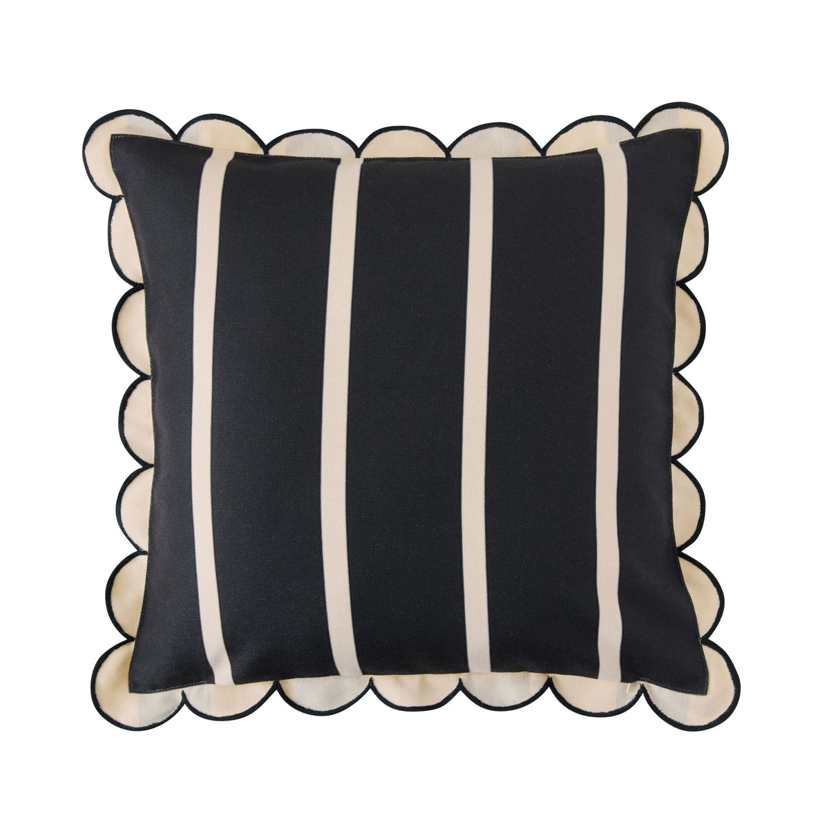 Aruba Scallop Edge Stripe Outdoor Cushion Onyx 45x45cm
