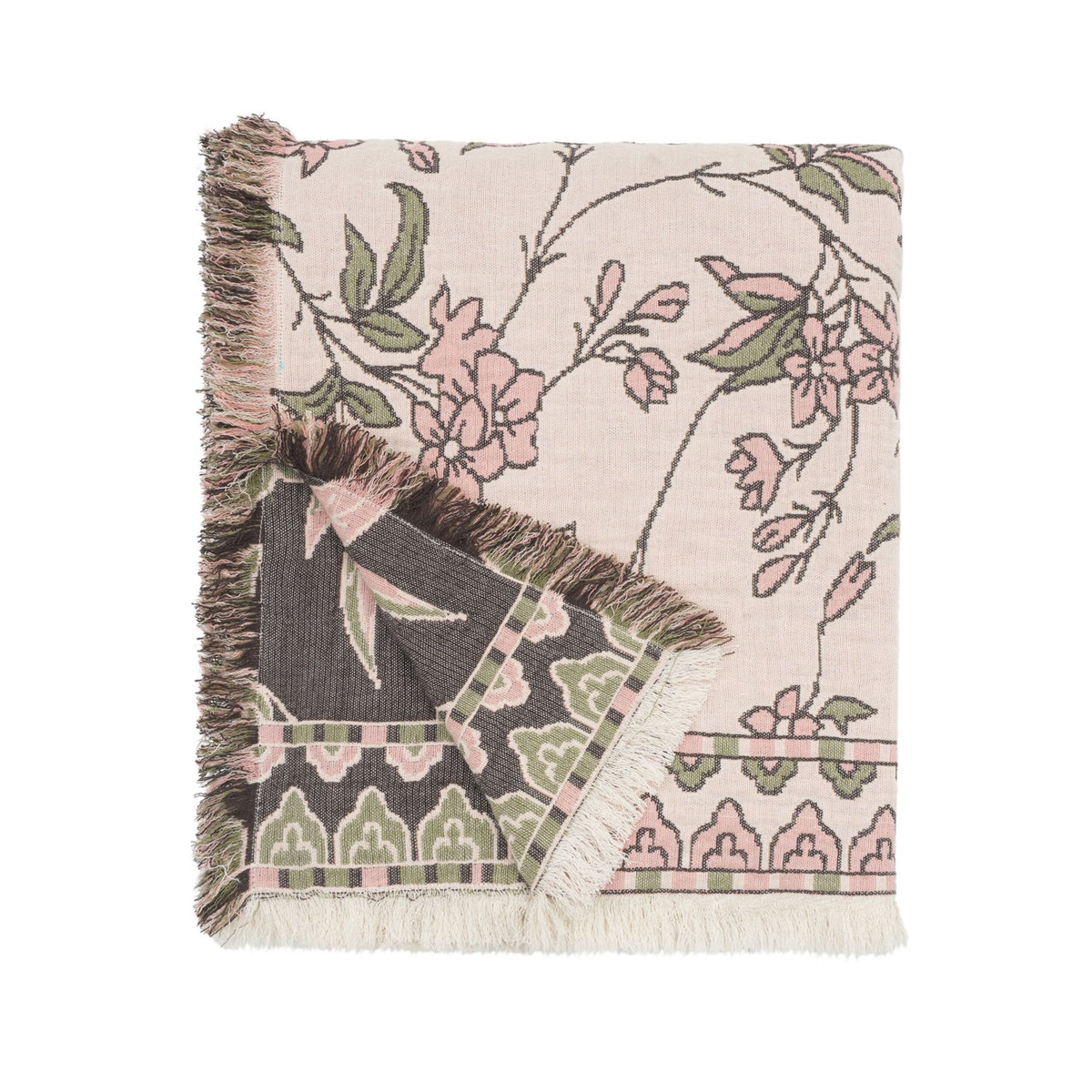 Jacquard Garden Cotton Throw 130x170cm Blossom