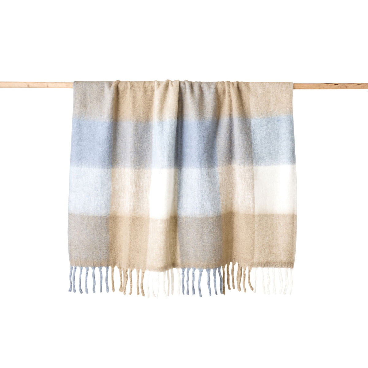 Hunter Wool Blend Throw Sky Blue Check 130x170cm