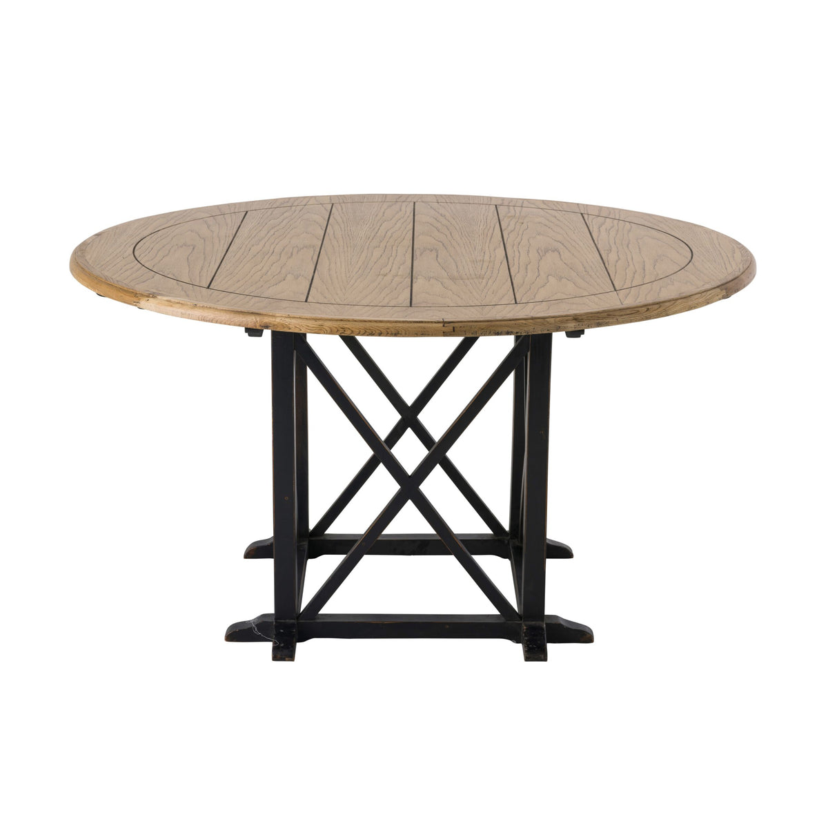 Provincial Oak Round Dining Table 140cm Distressed Black