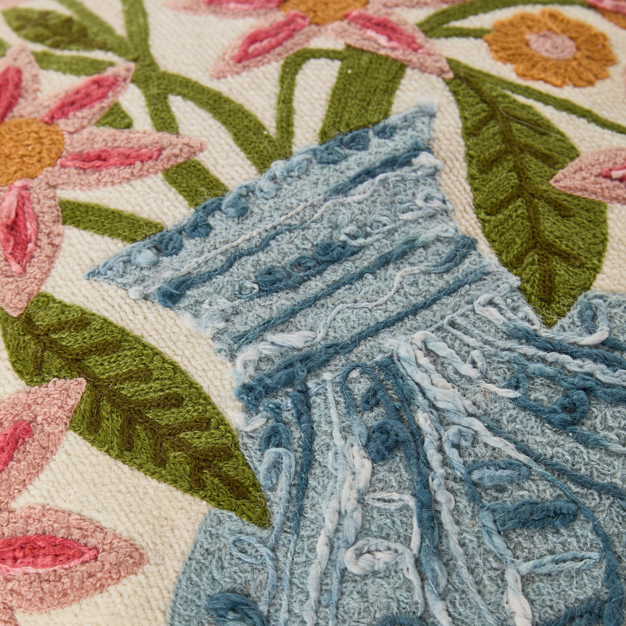 Stitch Vase Bouquet Embroidered Cushion
