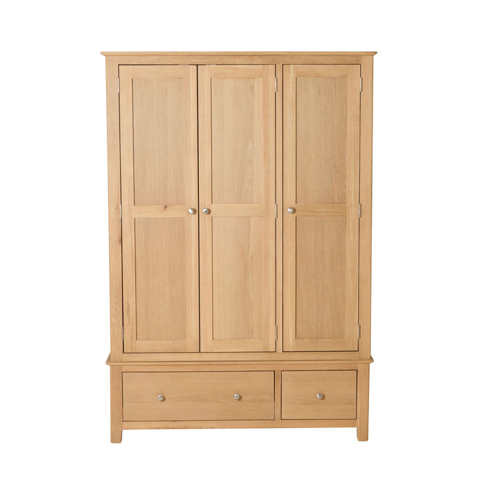 Oakridge 2 Drawer 3 Door Wardrobe Light Oak