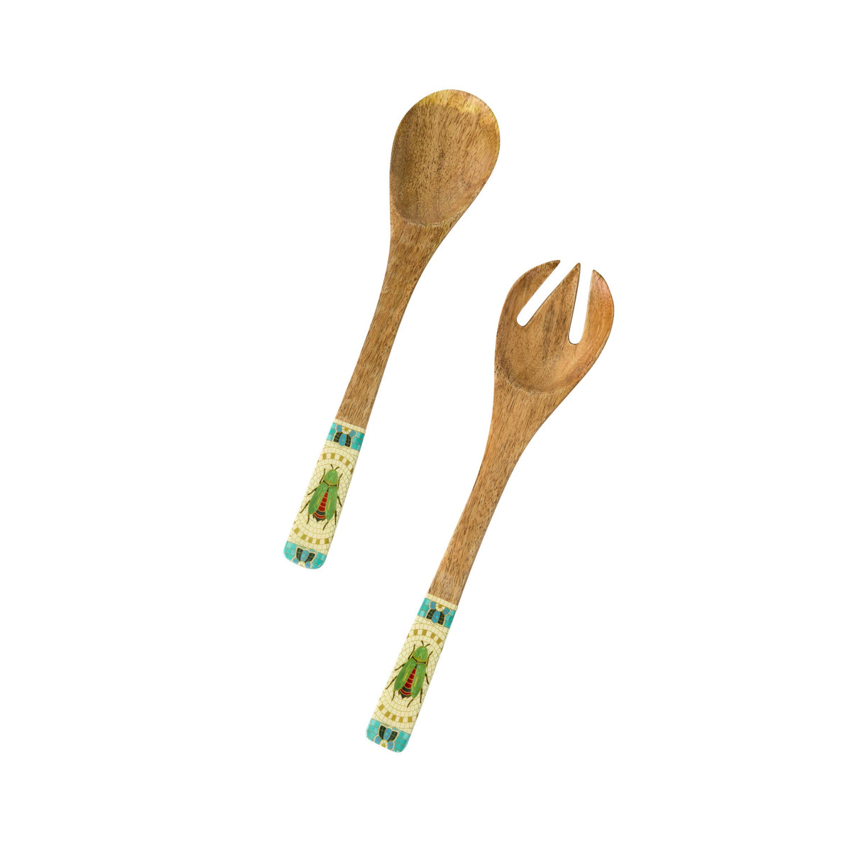 Mystic Scarab Mango Wood Salad Servers