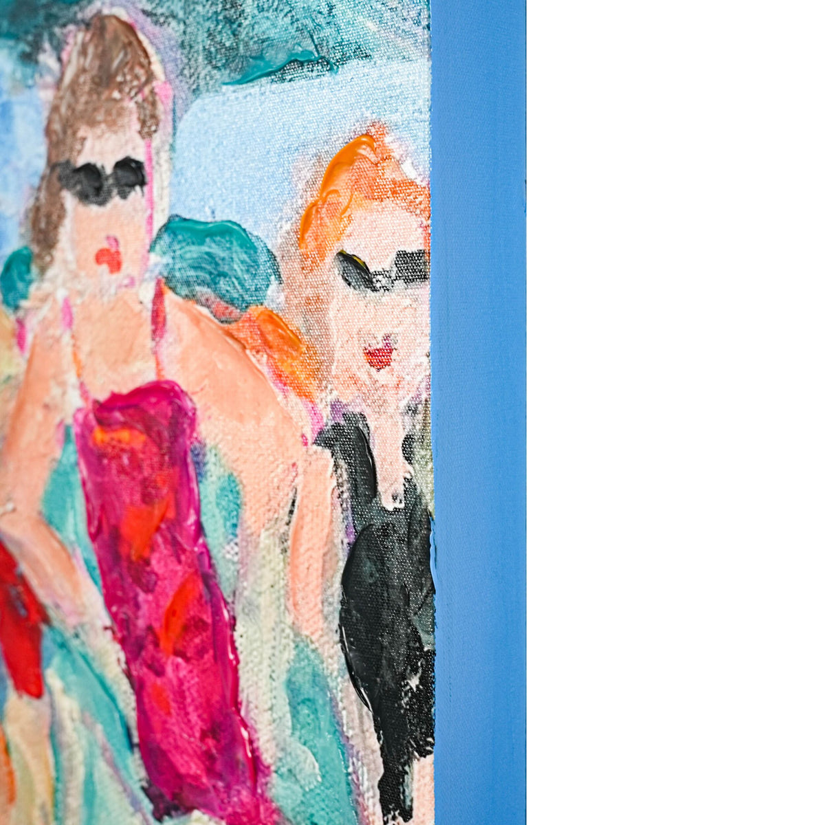 Bathing Ladies I Textured Framed Artwork 70x70cm