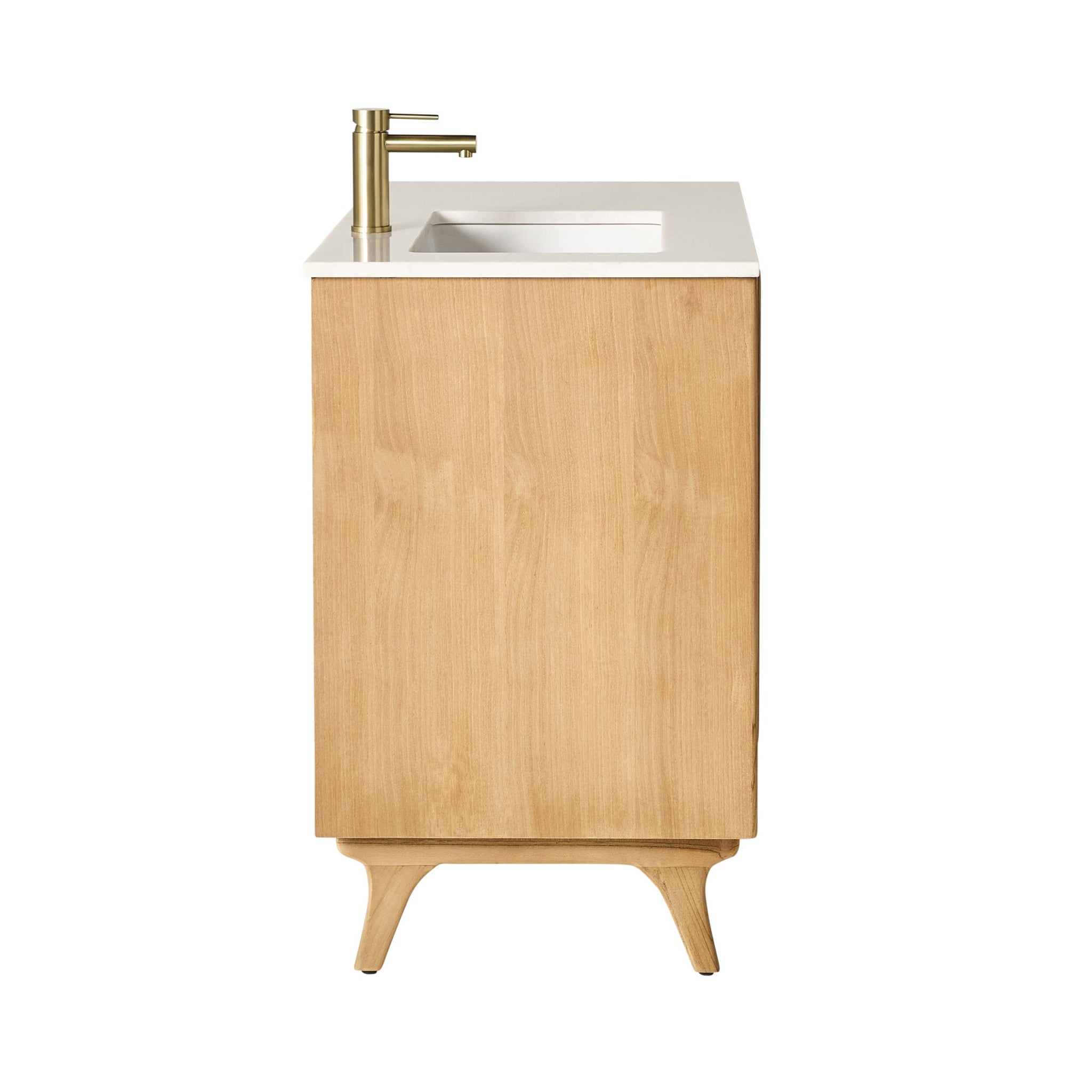 Remi Single Bathroom Vanity Teak with Stone Top 910mm Package