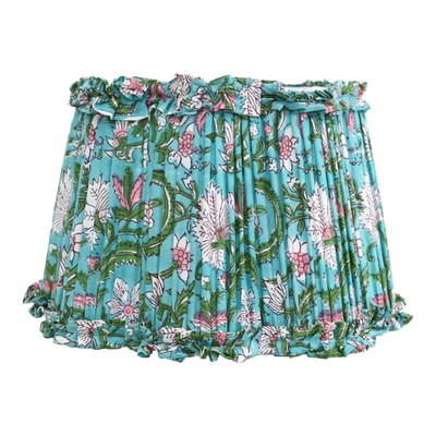 Loni Scallop Tapered Shade Aqua Floral 35cm