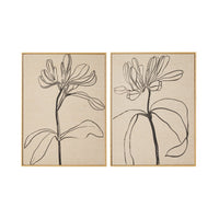 Floral Lines Duo Framed Linen Print 125x80cm