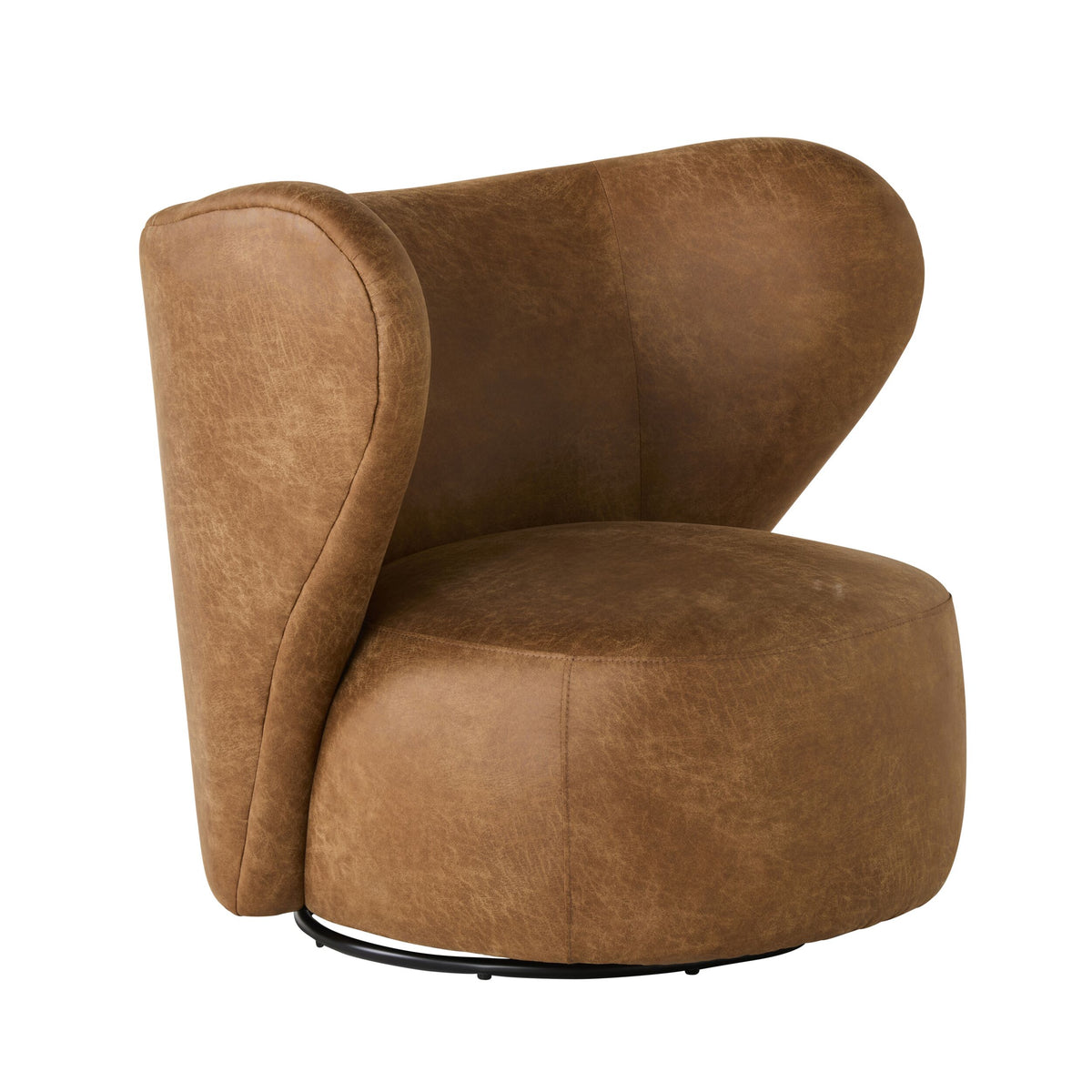 Hana Swivel Faux Leather Armchair Pellini Tan