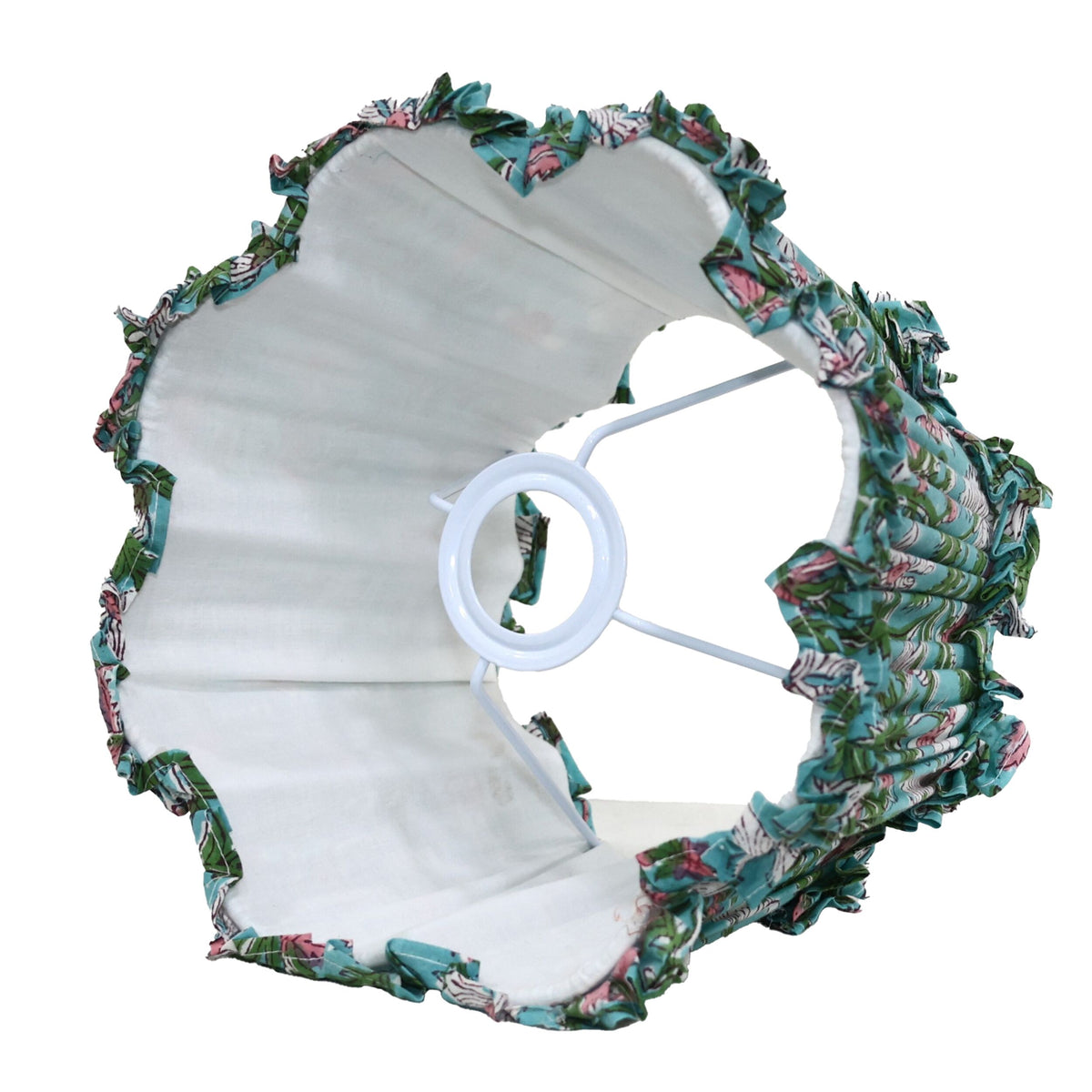 Loni Scallop Tapered Shade Aqua Floral 25cm