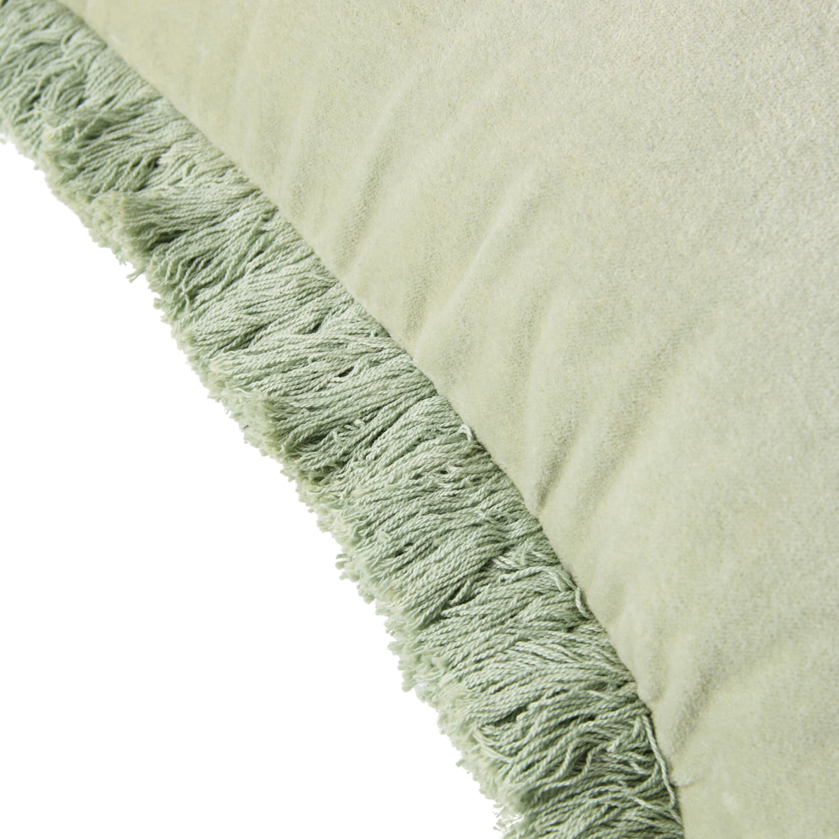 Casa Fringed Velvet Cushion Eucalyptus 50x50cm