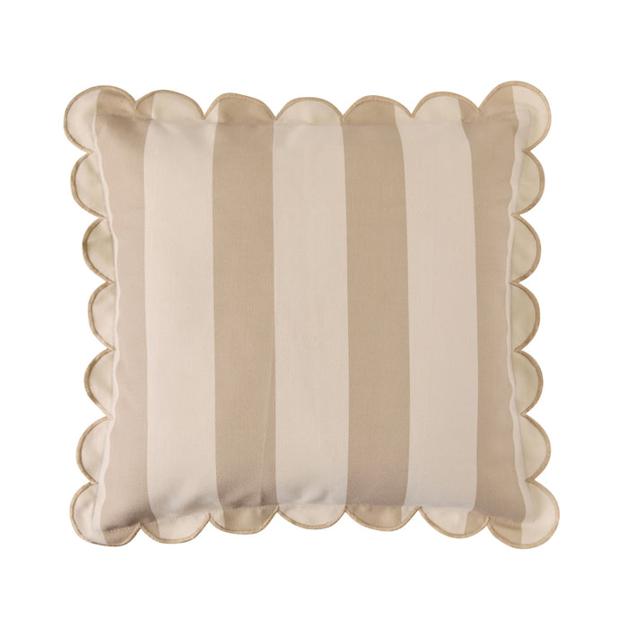 Aruba Scallop Edge Stripe Outdoor Cushion Sand 45x45cm