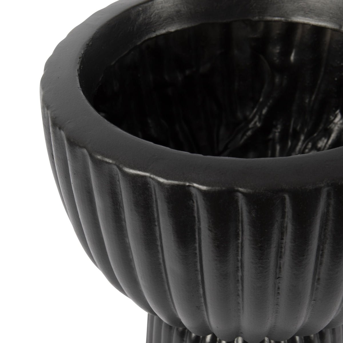 Ribbed Pedestal Urn Small Black