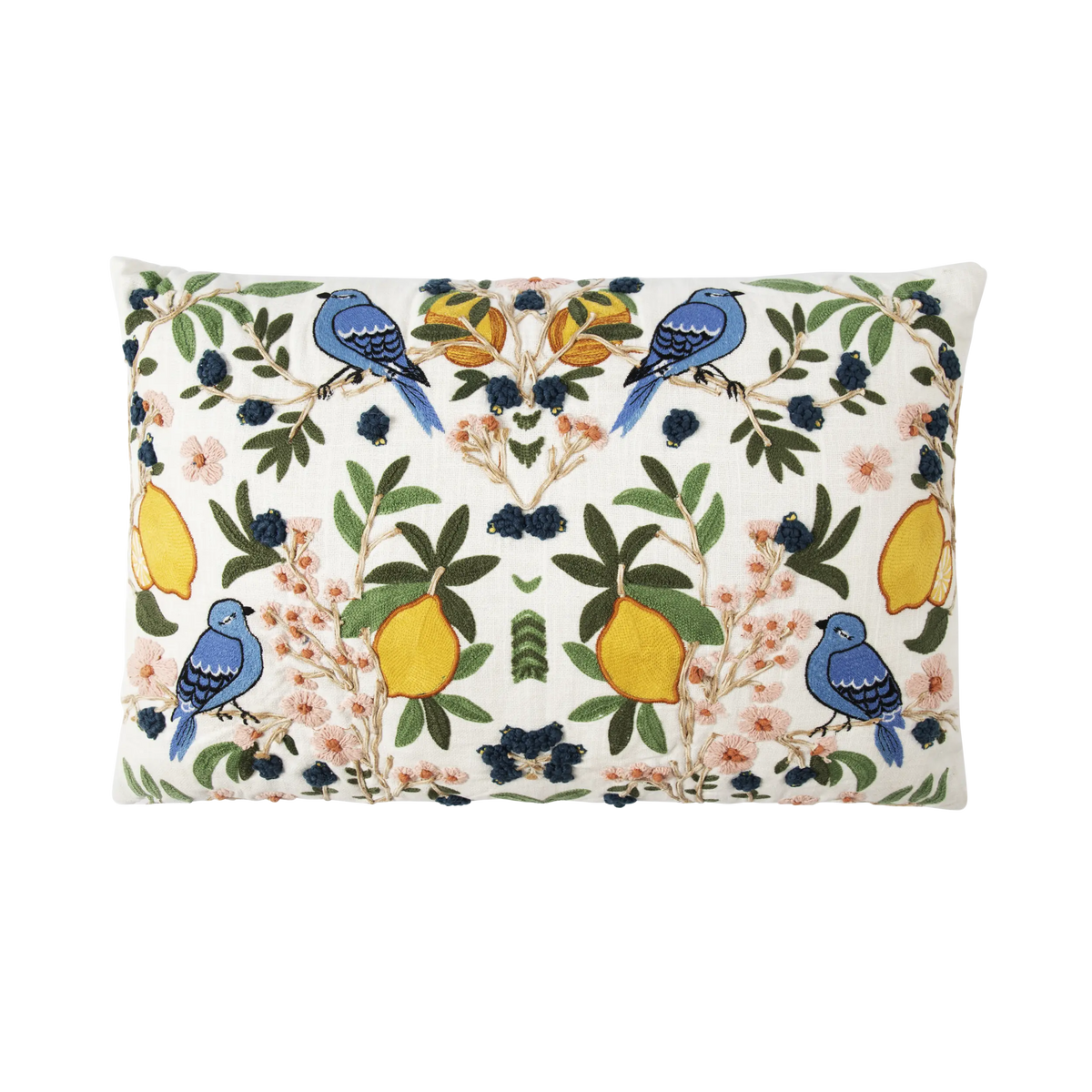 Stitch Bluebird Orchard Embroidered Cushion 40x60cm