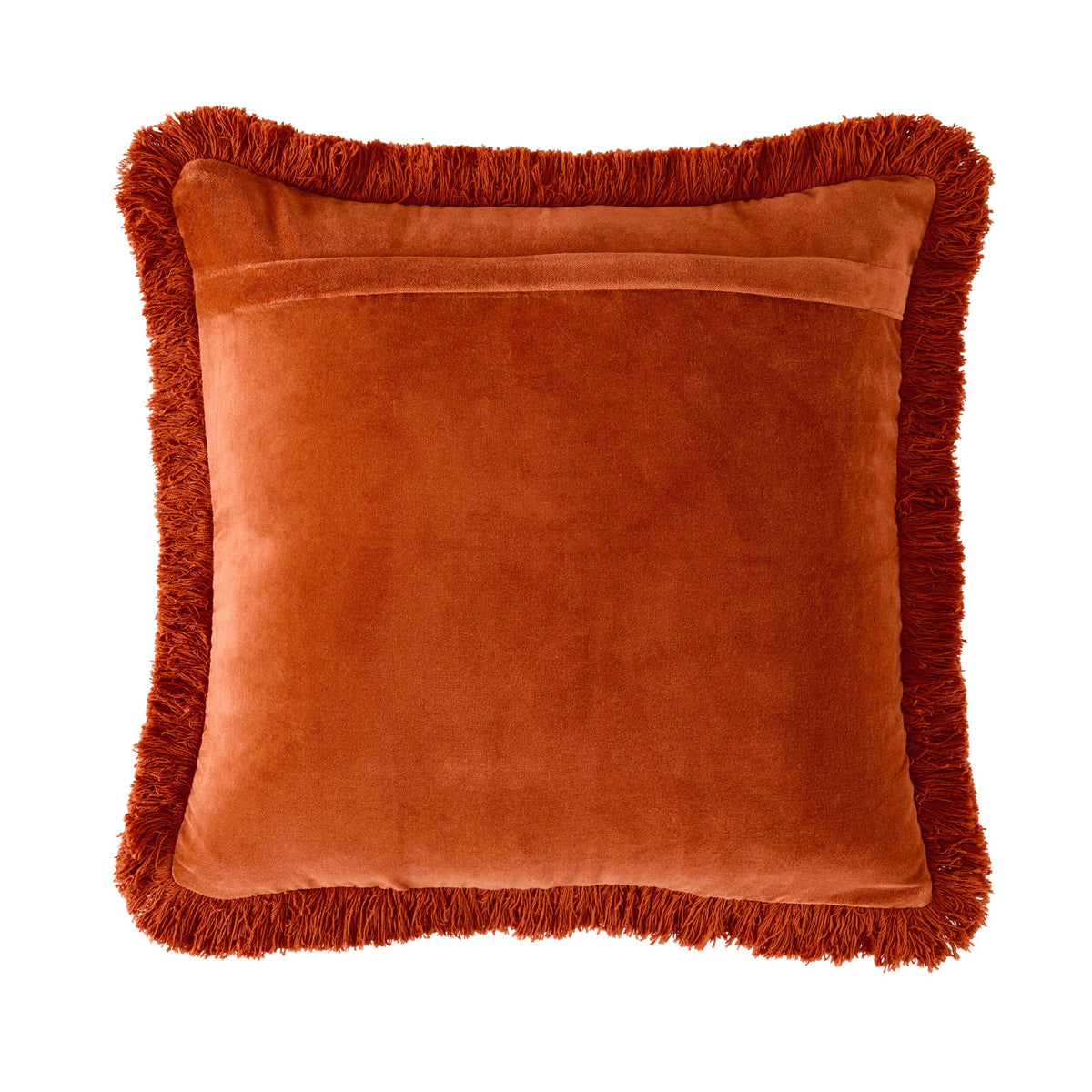 Casa Fringed Velvet Cushion Cinnamon 50x50cm