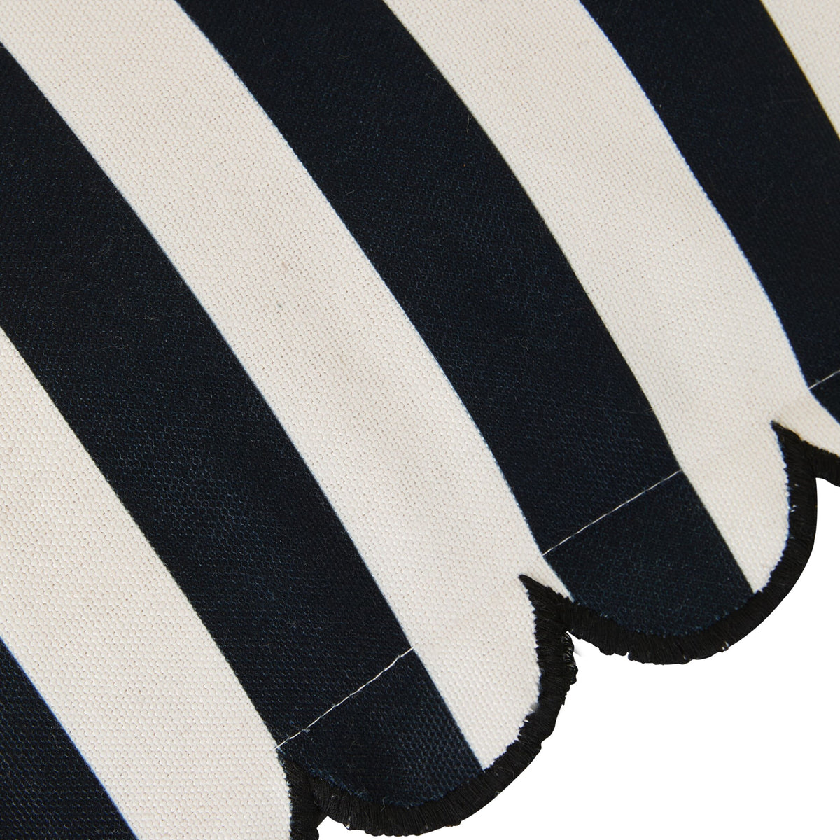 Aruba Scallop Edge Stripe Black Lumbar Cushion 70x35cm