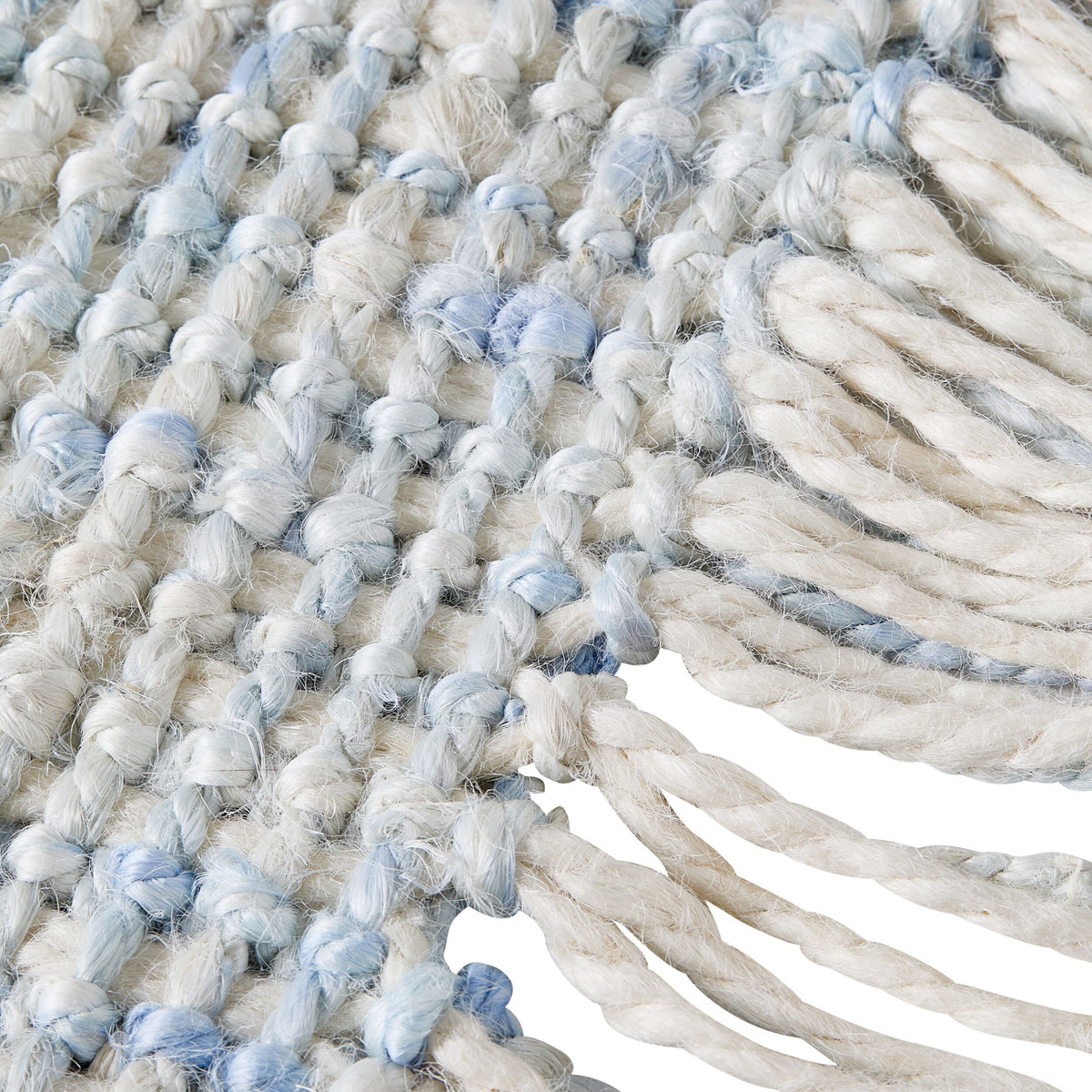 Blue Boucle Fringed Jute Doormat 90cm