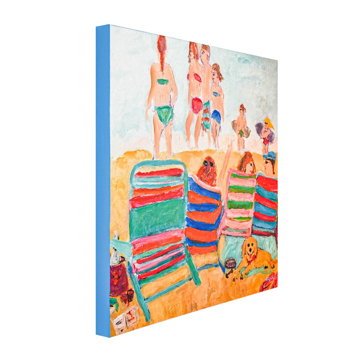 Bathing Ladies II Textured Framed Artwork 70x70cm