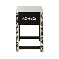 Bone Inlay Bedside Black