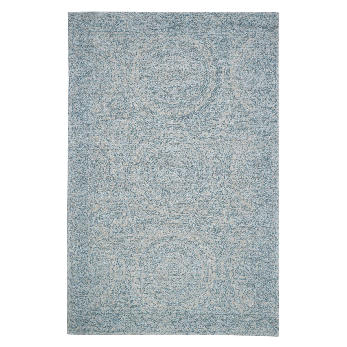 Marrakesh Mandala Hand-Tufted Wool Blend Blue & Cream Rug 240x150cm