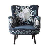 Blooms Embroidered Armchair Indigo
