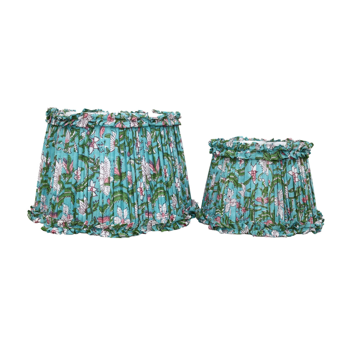 Loni Scallop Tapered Shade Aqua Floral 25cm