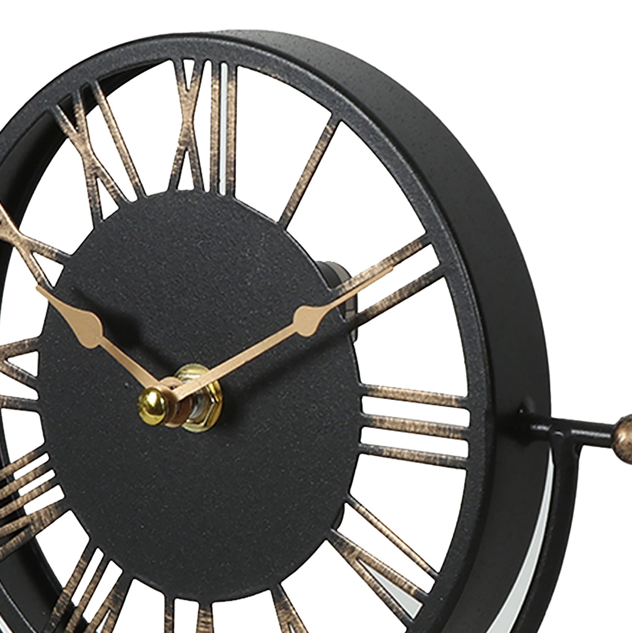Roman Cut Out Iron Mantel Clock 20cm