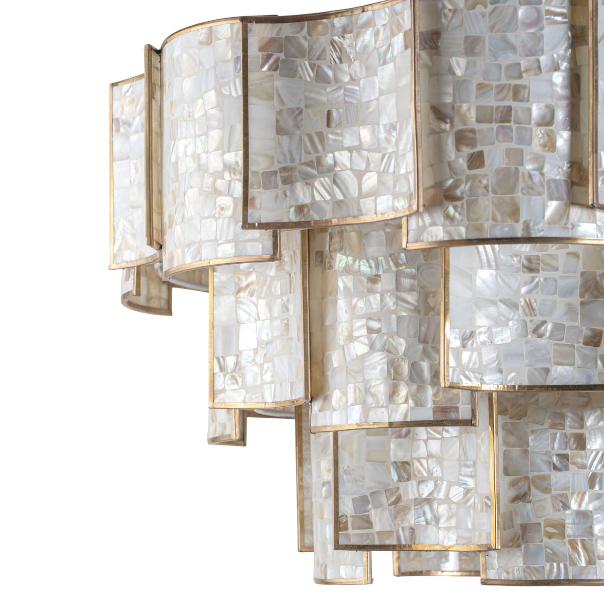 Seafoam 3 Tier Mother of Pearl Chandelier 77x45cm