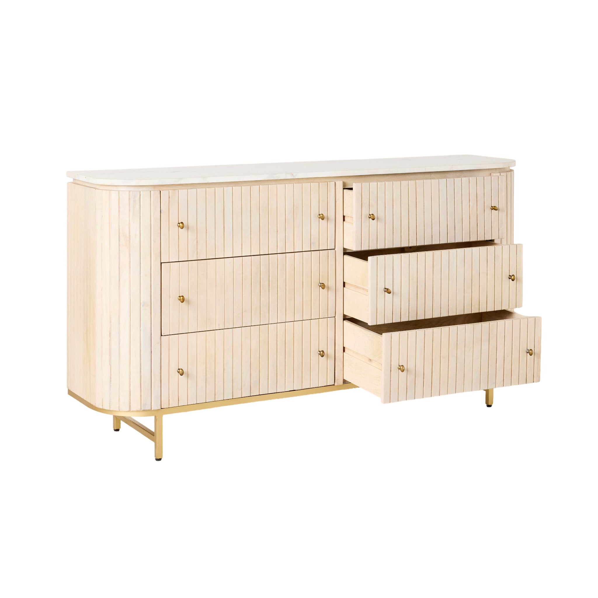 Deva 6 Drawer Chest with Marble Top