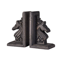 Midnight Stallion Wooden Bookends