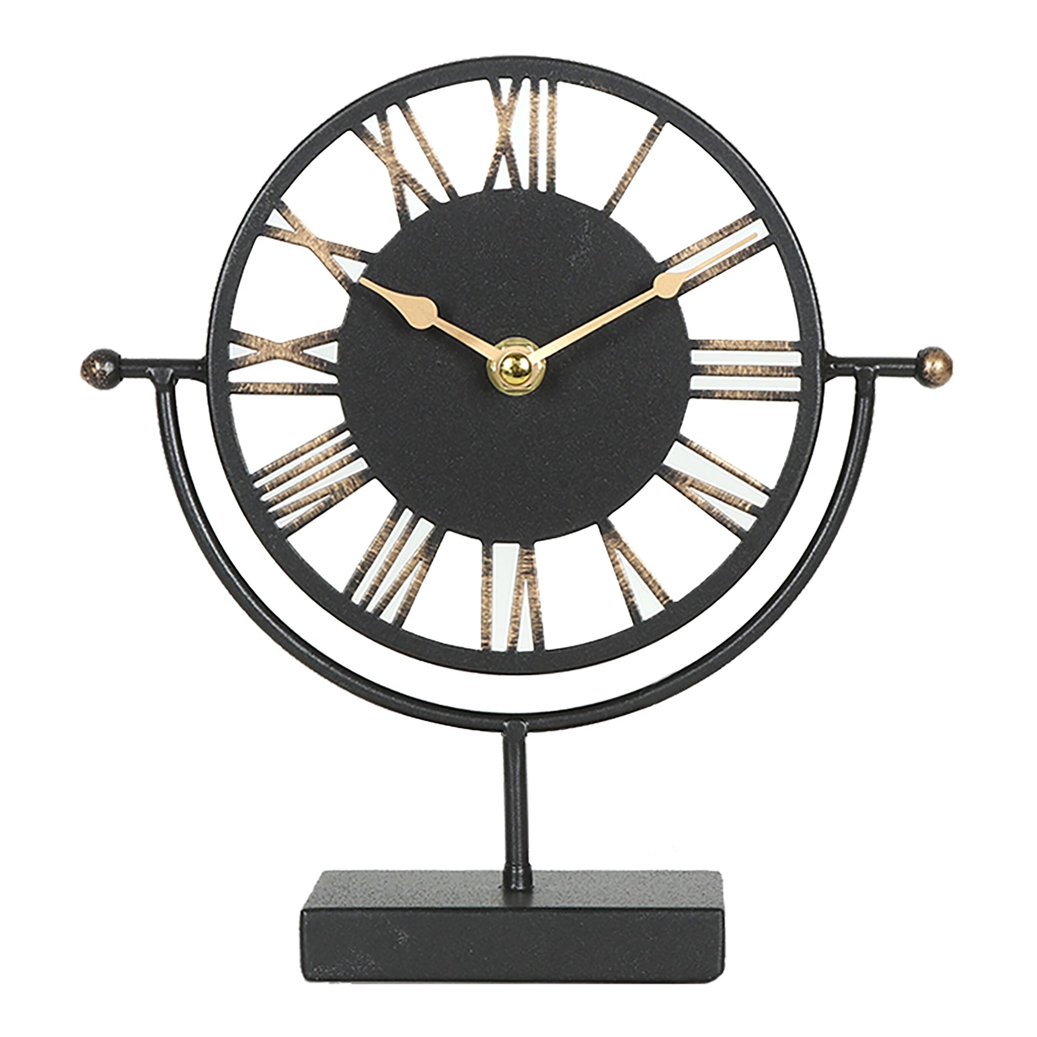 Roman Cut Out Iron Mantel Clock 20cm