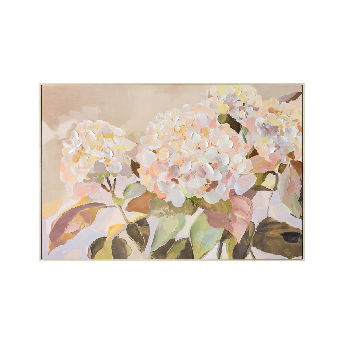Hydrangea Blush Framed Textured Print 120x80cm