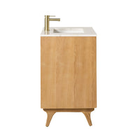 Remi Single Bathroom Vanity Teak with Stone Top 760mm Package