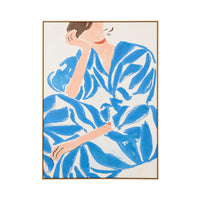 Muse in Blue Framed Textured Artwork 100x140cm