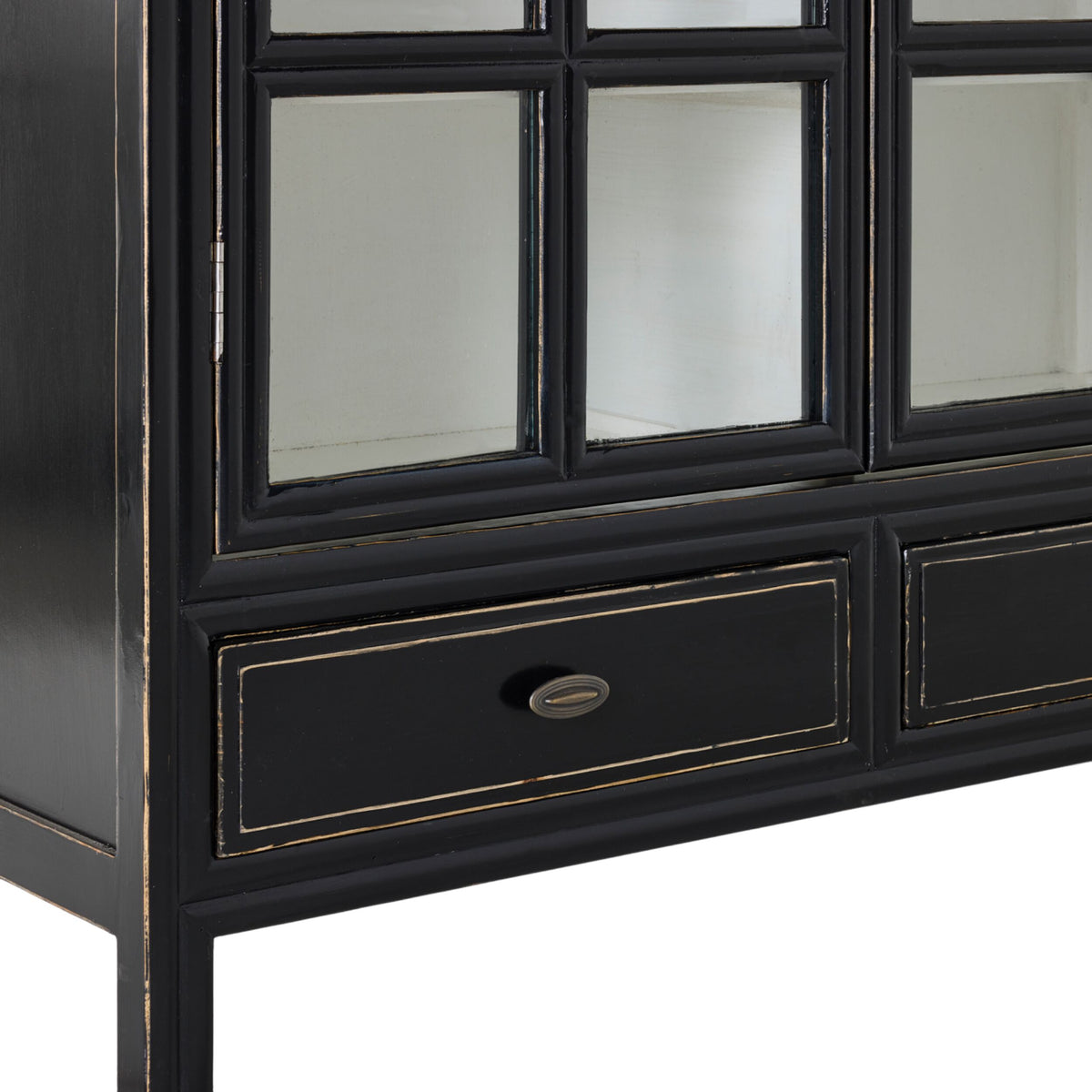 Sansha 2 Door & 2 Drawer Display Cabinet Black & White