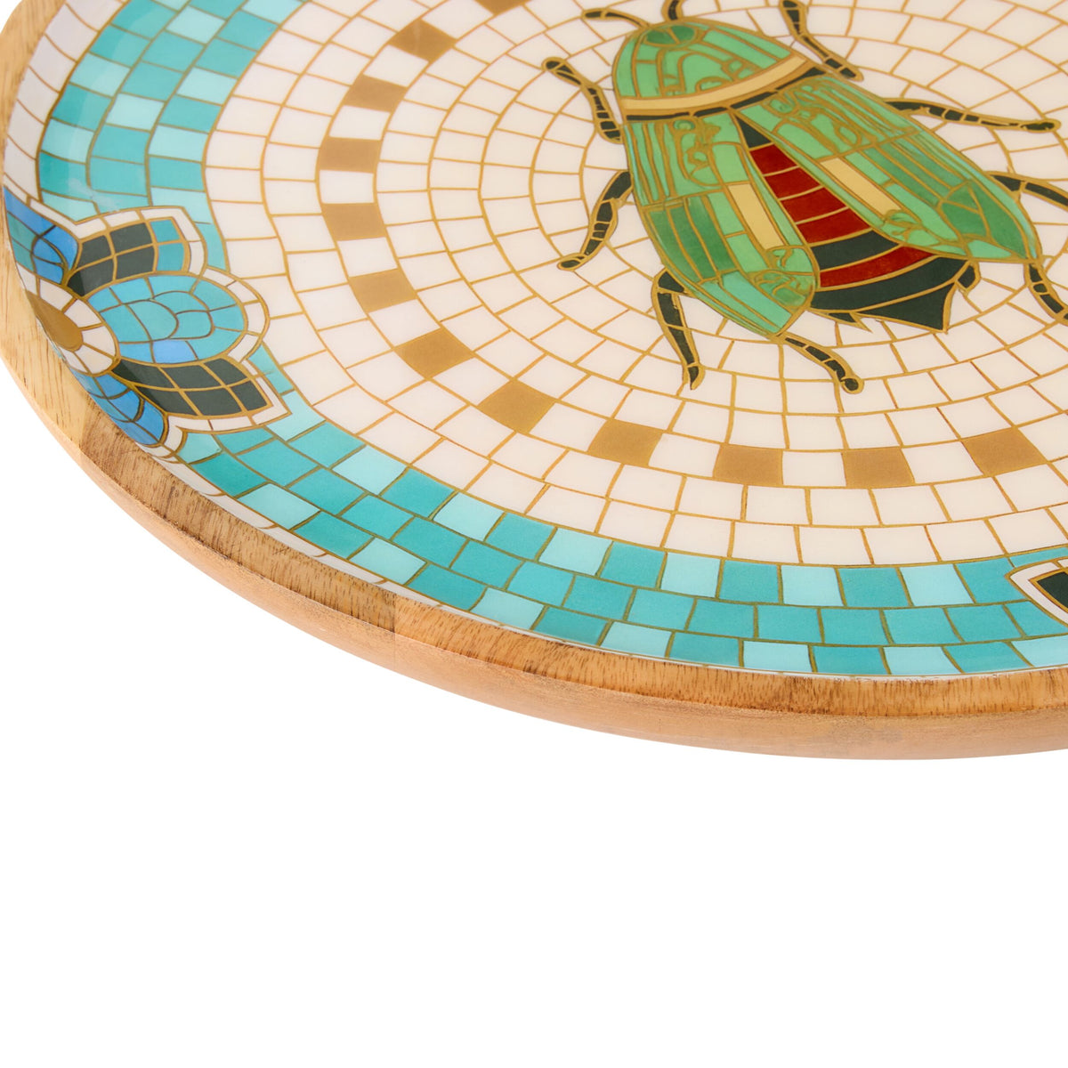 Mystic Scarab Mango Wood Round Platter 40cm
