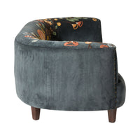 Freya Embroidered Sofa Blue Velvet